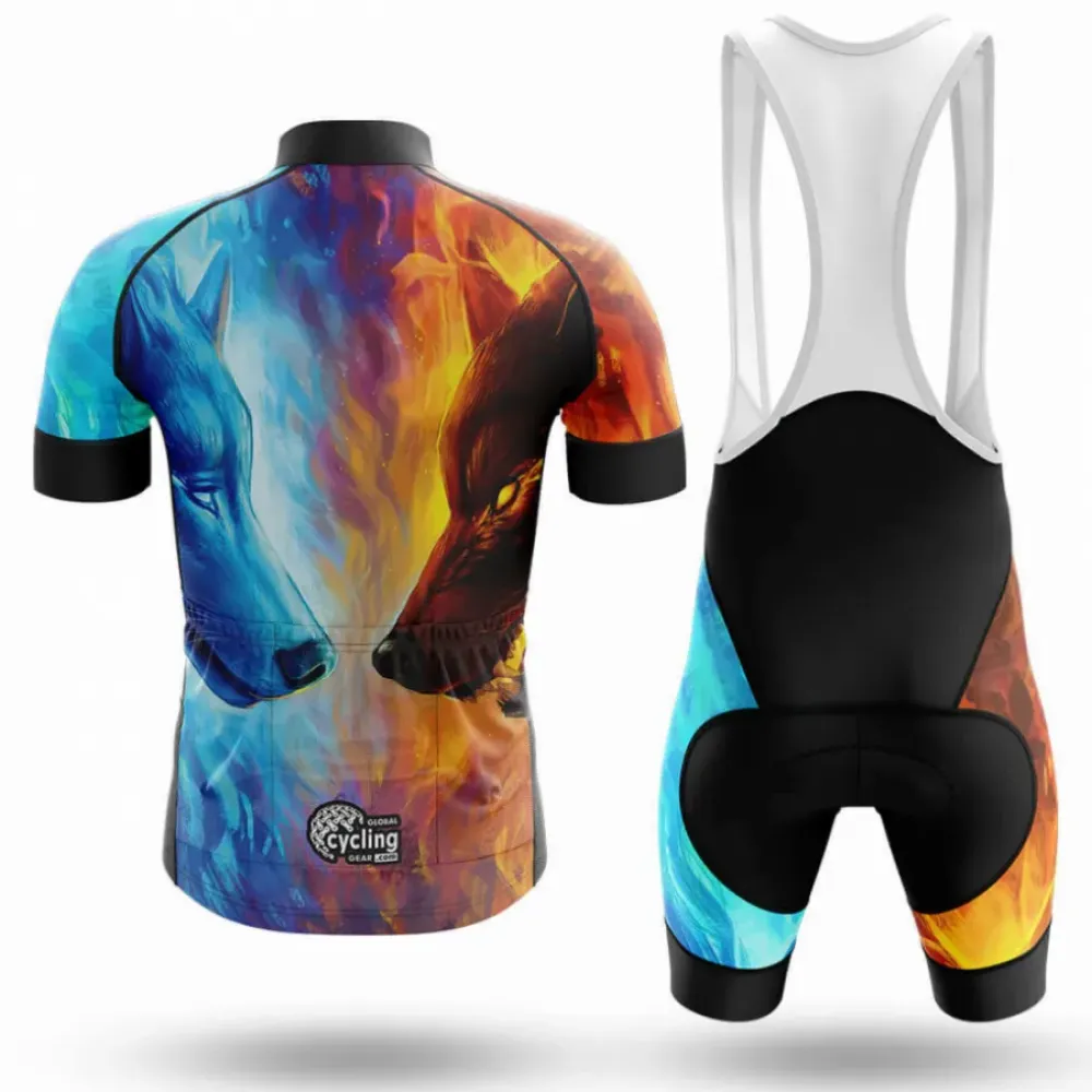 Cycling Kit Wolf Fire and Ice Blue/Orange/Black