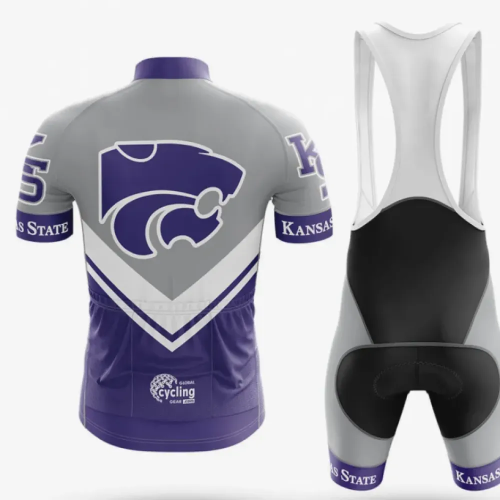 Kansas State University Long Sleeve Cycling Jersey Gray/Purple/White