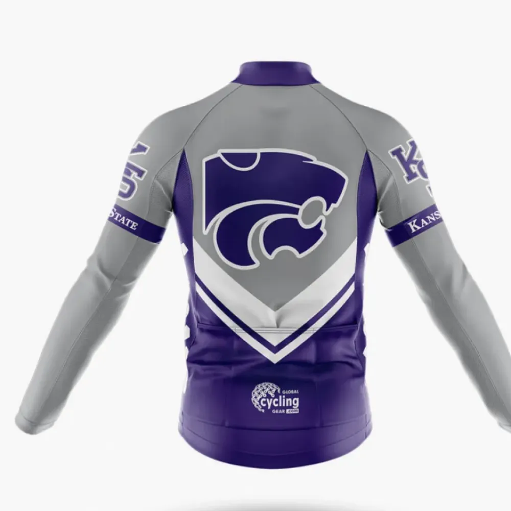 Kansas State University Long Sleeve Cycling Jersey Gray/Purple/White