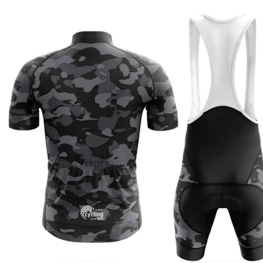 Cycling Jersey Black Camo Long Sleeve Gray/Black/White