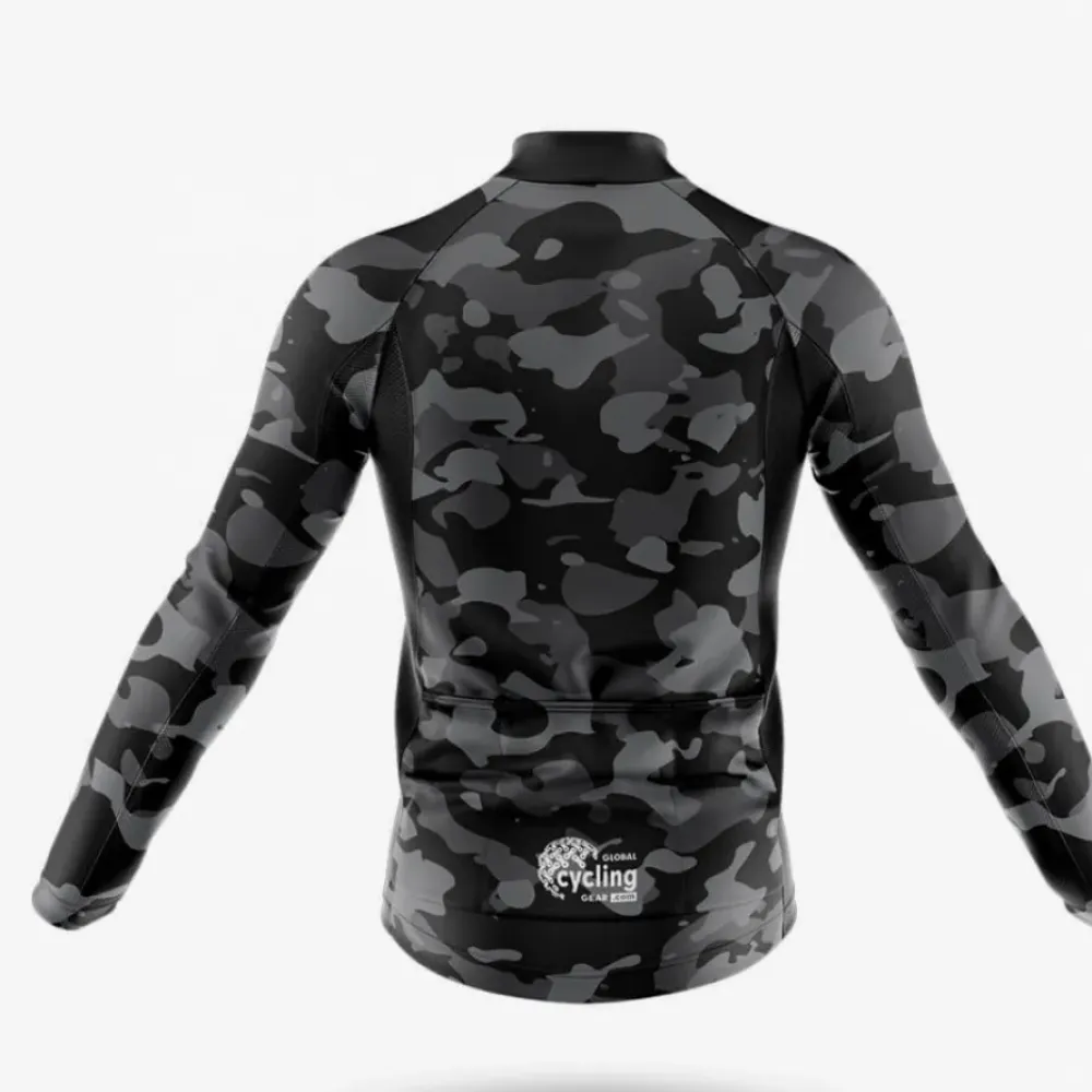 Cycling Jersey Black Camo Long Sleeve Gray/Black/White