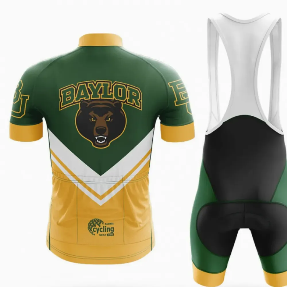 Baylor University Long Sleeve Cycling Jersey Green/Yellow/White