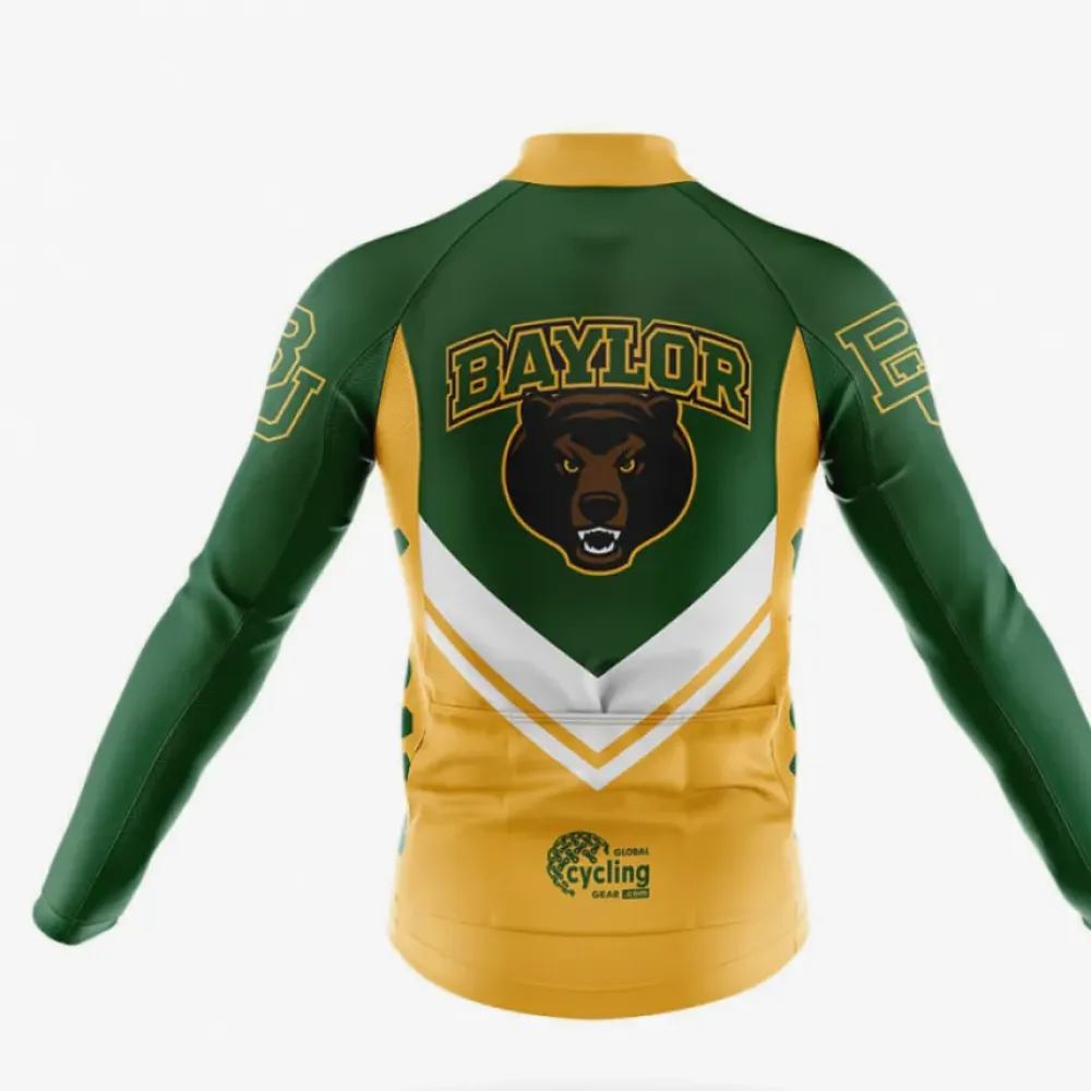Baylor University Long Sleeve Cycling Jersey Green/Yellow/White