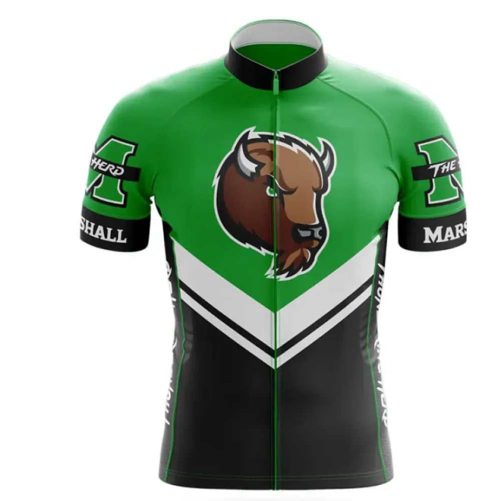 Marshall University Long Sleeve Cycling Jersey Buffalo Green/Black/White