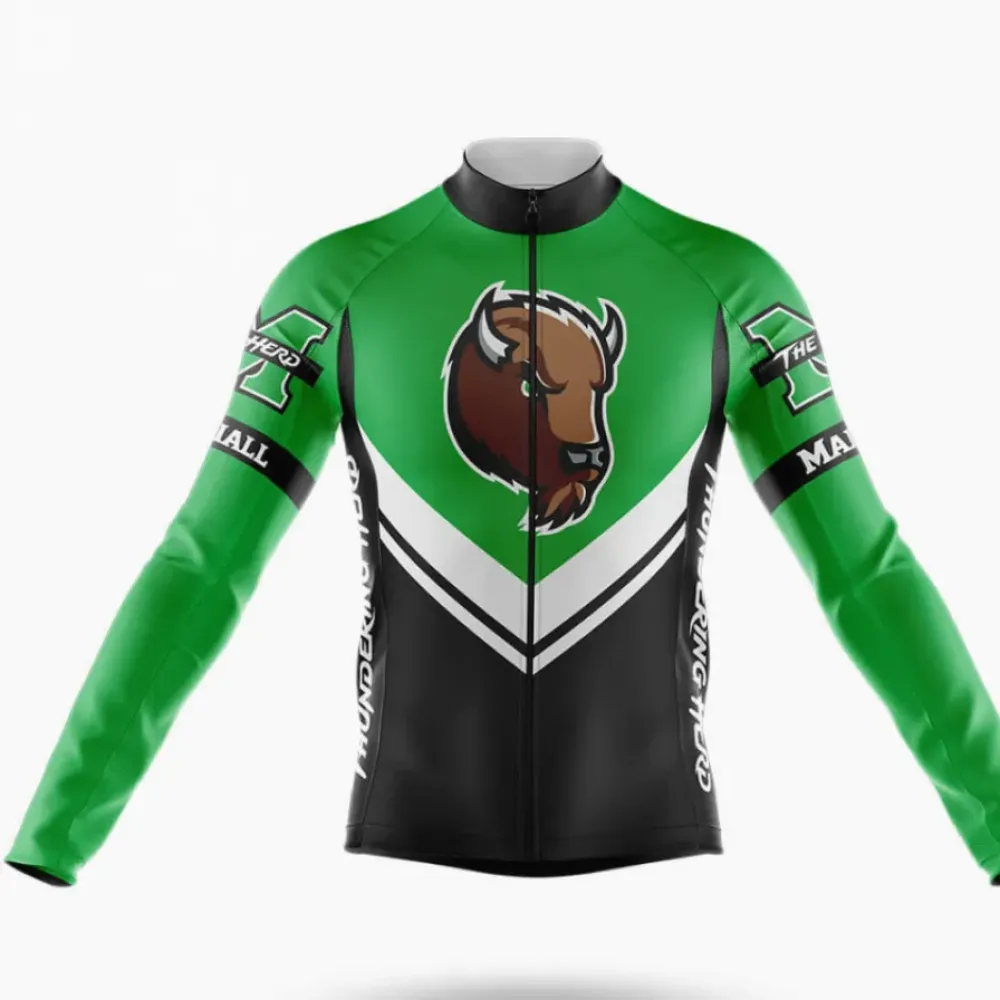 Marshall University Long Sleeve Cycling Jersey Buffalo Green/Black/White