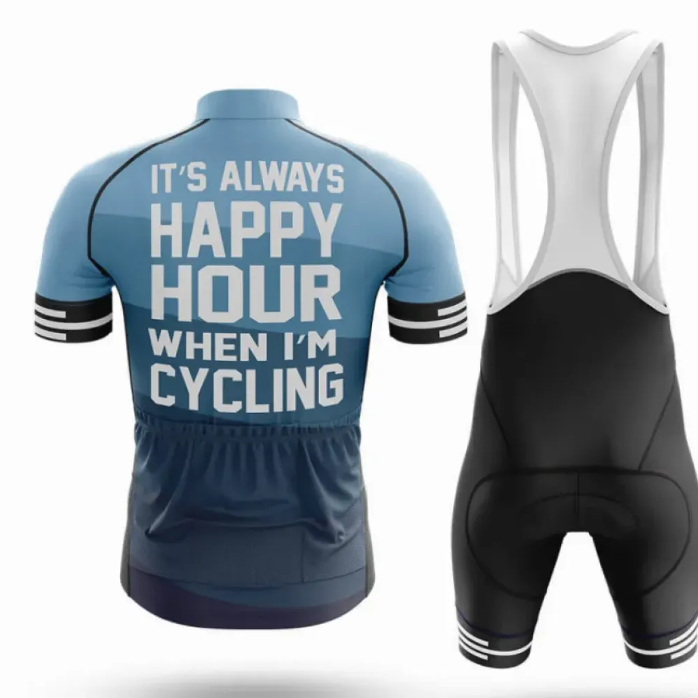Happy Hour Long Sleeve Cycling Jersey Blue/White/Grey