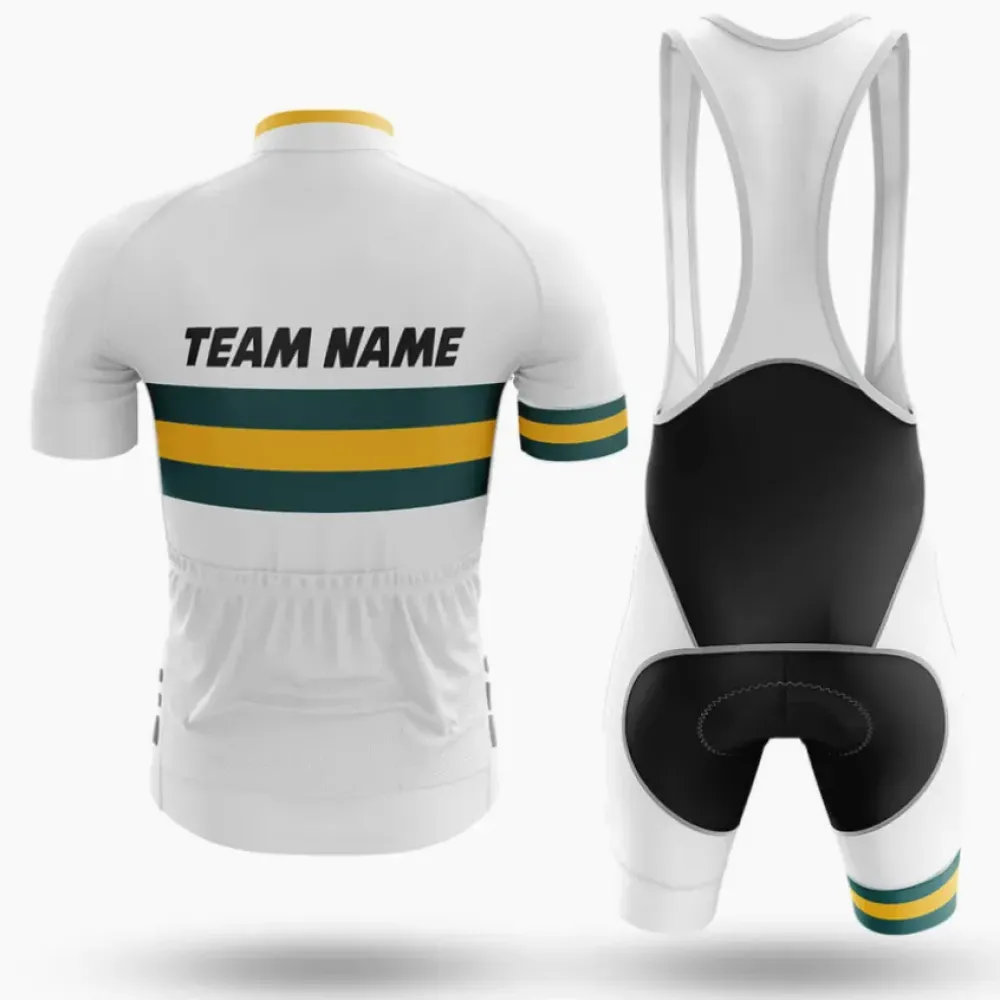 Custom Team Name M20 Cycling Jersey White/Gold/Dark Green