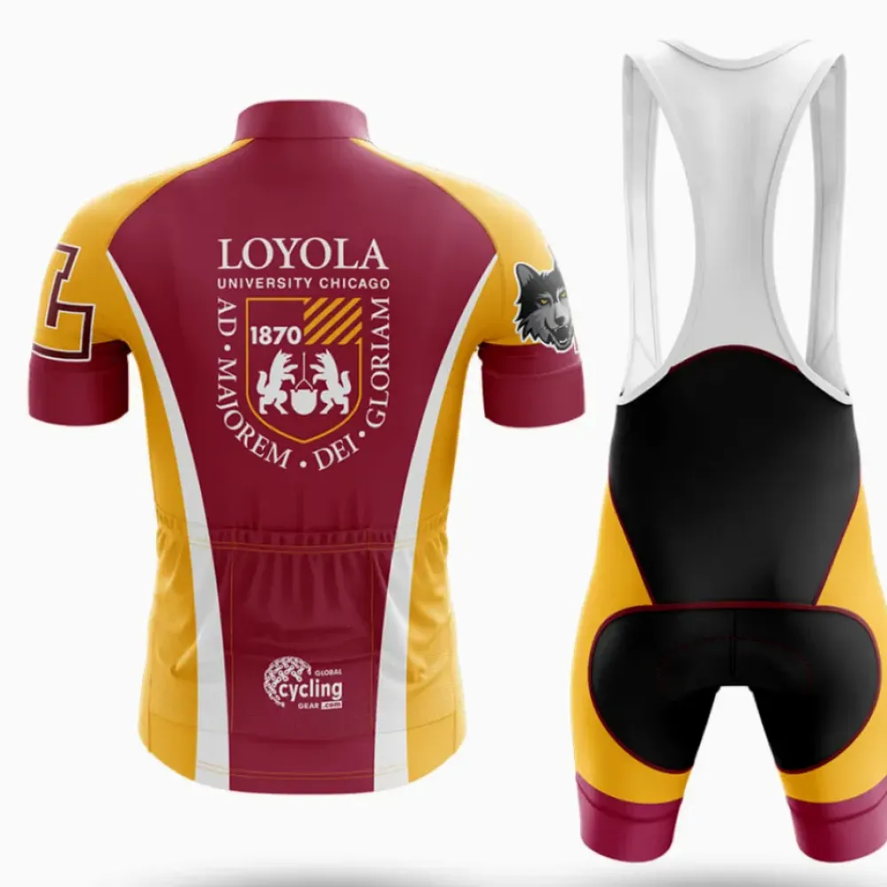 Loyola University Chicago Cycling Bibs Wolf Yellow/Black/Burgundy