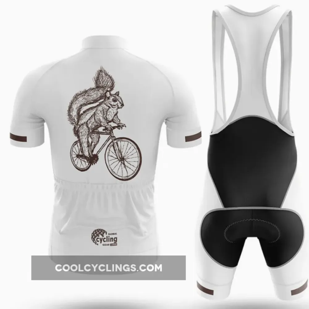 Cycling Squirrel Long Sleeve Cycling Jersey White/Grey/Black