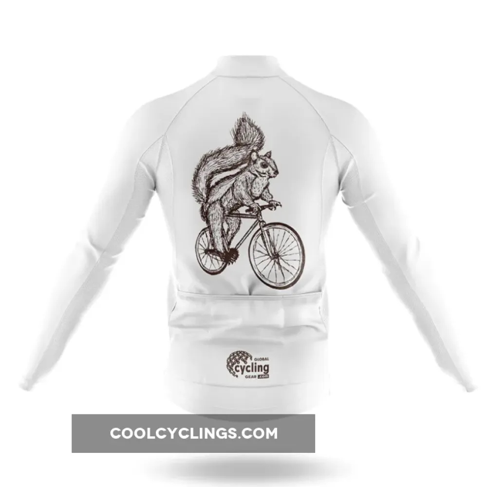 Cycling Squirrel Long Sleeve Cycling Jersey White/Grey/Black
