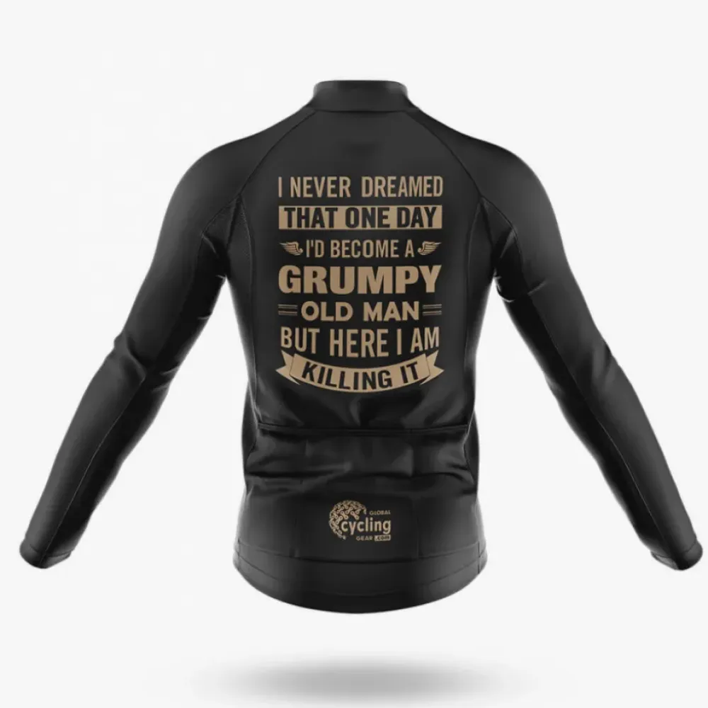 Grumpy Old Man Long Sleeve Cycling Jersey Ver.3 Black/Gold/White