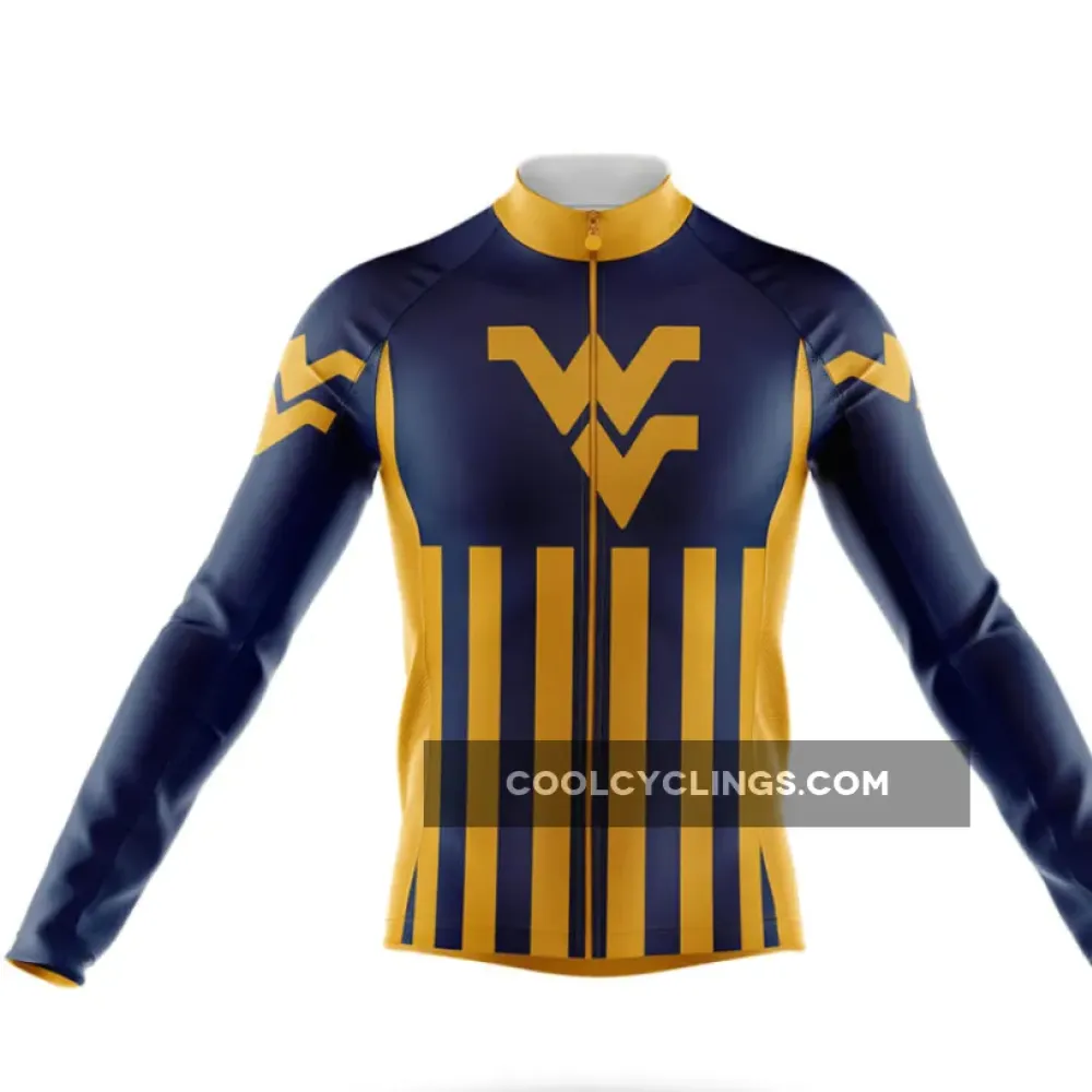 West Virginia University Cycling Jersey Navy/Gold/Striped