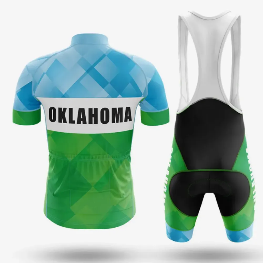 Oklahoma S3 Cycling Jersey Geometric Green/Blue/Light Blue