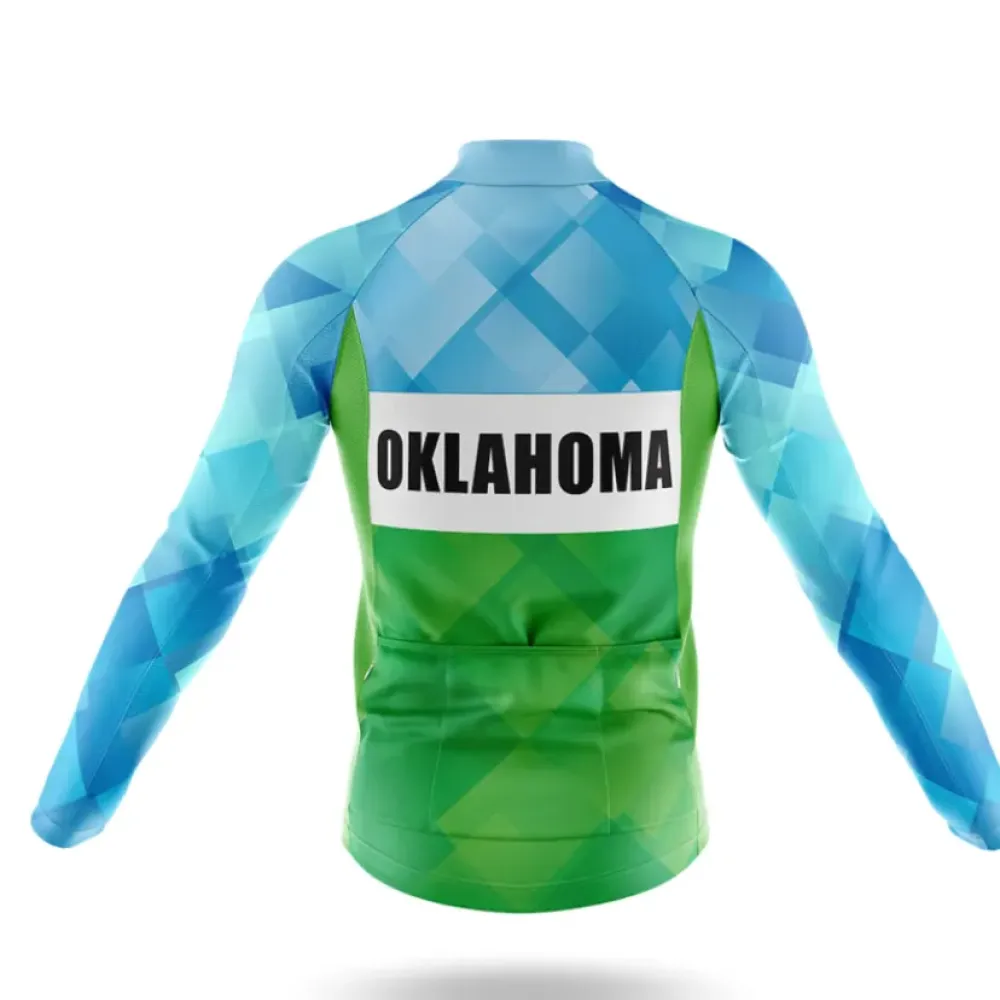 Oklahoma S3 Cycling Jersey Geometric Green/Blue/Light Blue