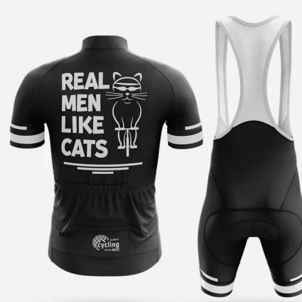 Cycling Bibs Real Men Like Cats Black/White/Gray