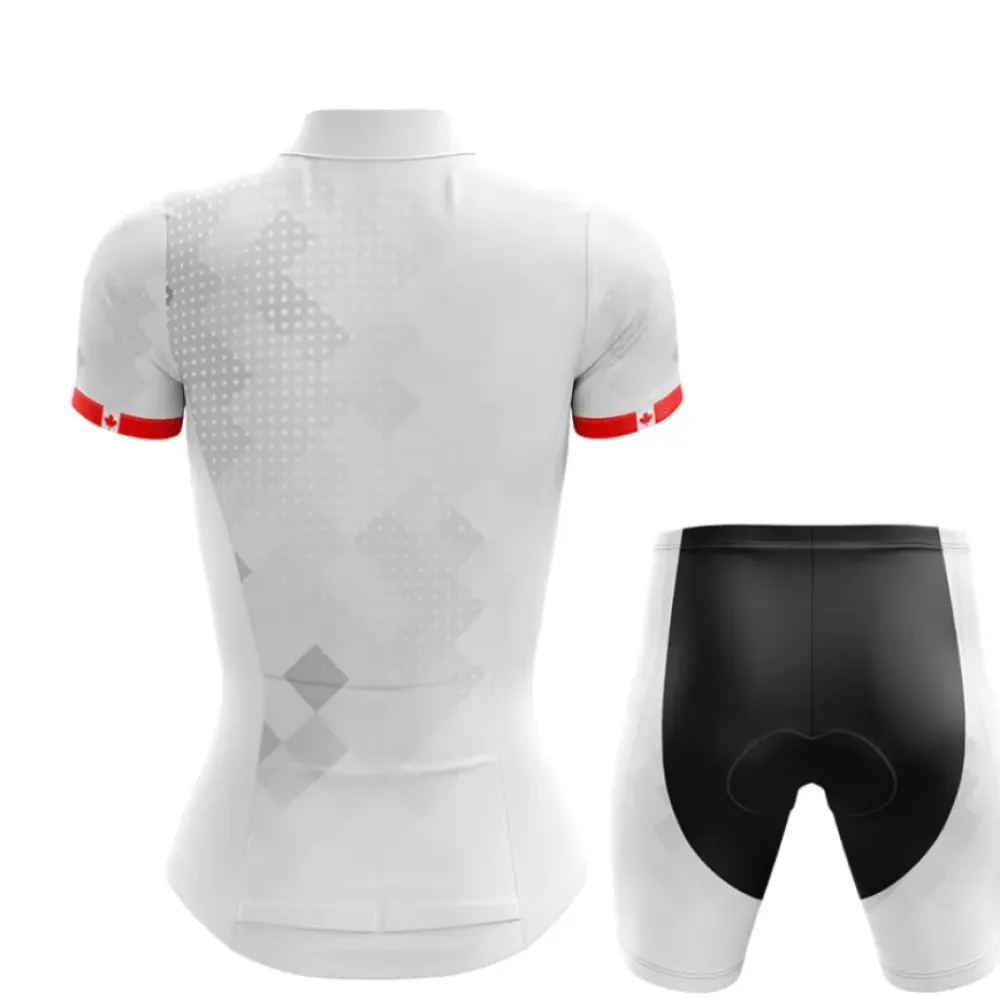 Canada Women's Cycling Jersey Geometric White/Red/Grey
