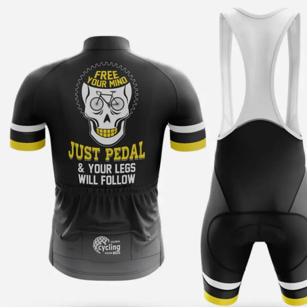 Cycling Jersey Free Your Mind Black/Yellow/White