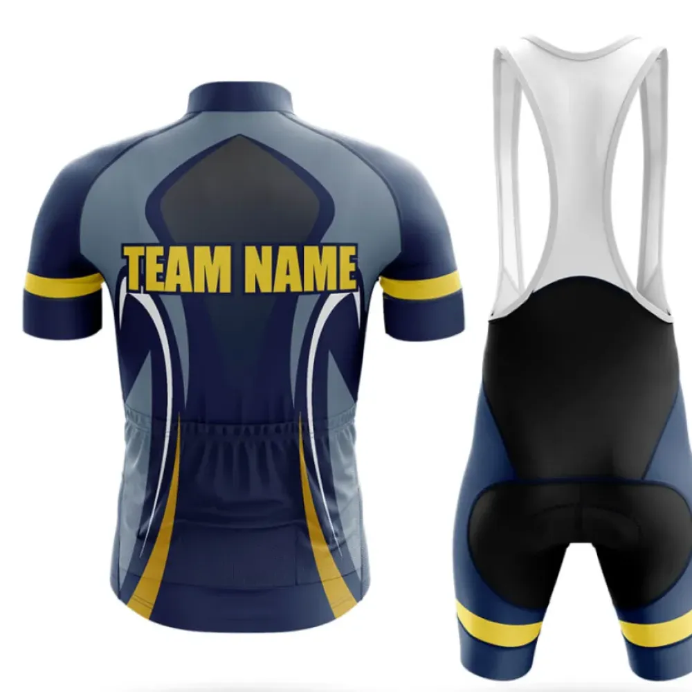 Custom Team Name S21 Cycling Jersey Navy/Yellow/Gray