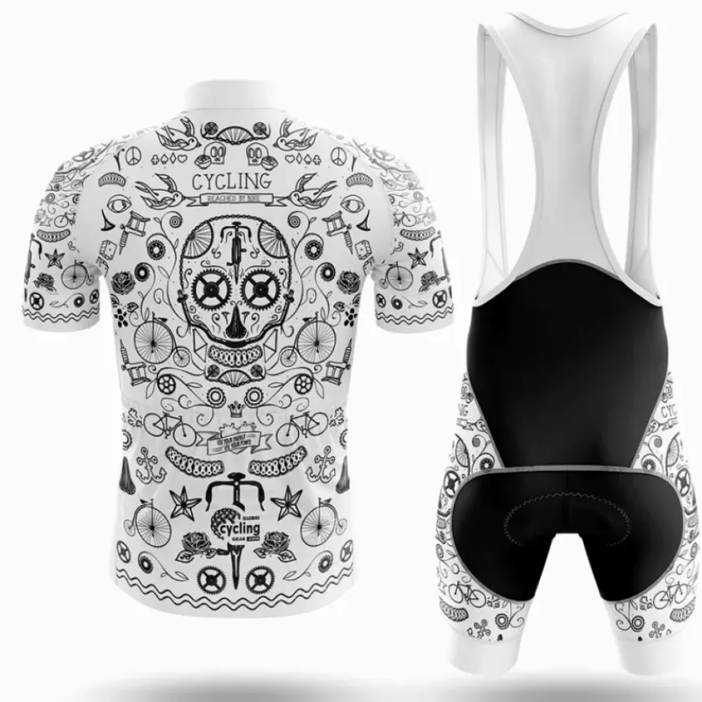 Cycling Jersey Tattoo White/Long Sleeve