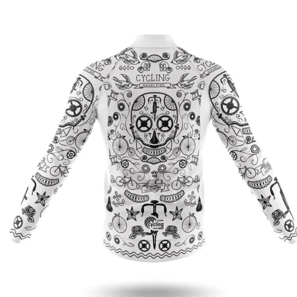 Cycling Jersey Tattoo White/Long Sleeve