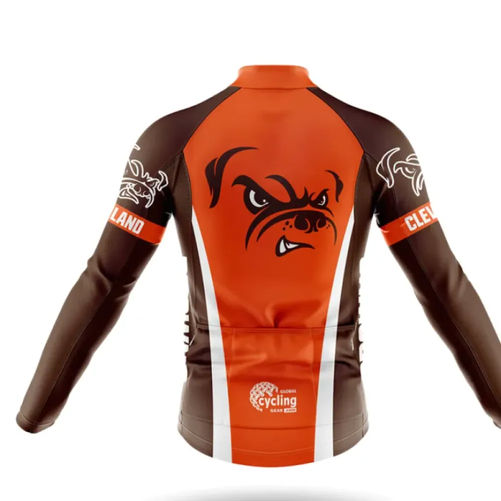 Brown Bombers Long Sleeve Cycling Jersey Orange/Brown/White