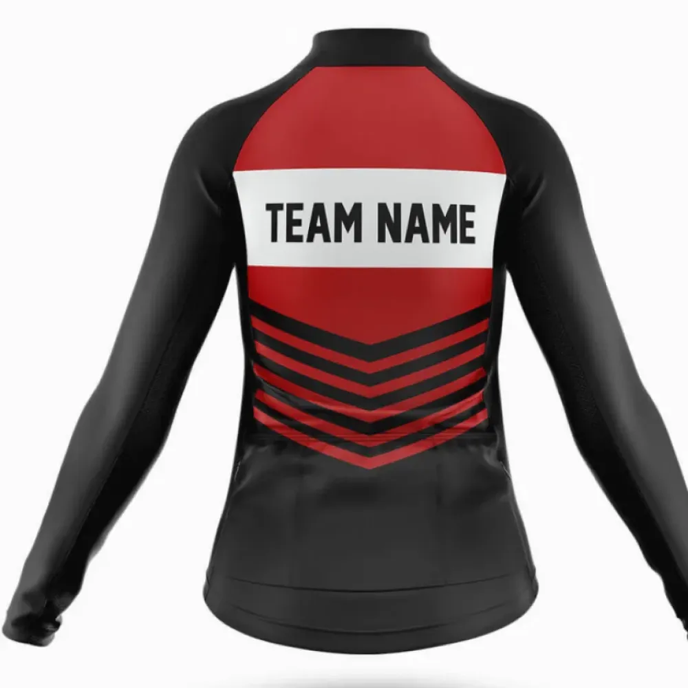 Women's Cycling Kit Custom Team Name V20 Red/Black/White