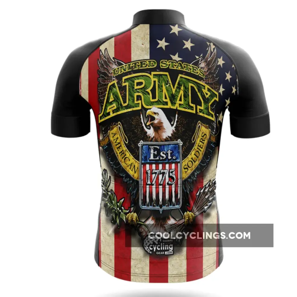 US Army Style 5 Premium Cycling Jersey Black/Red/White