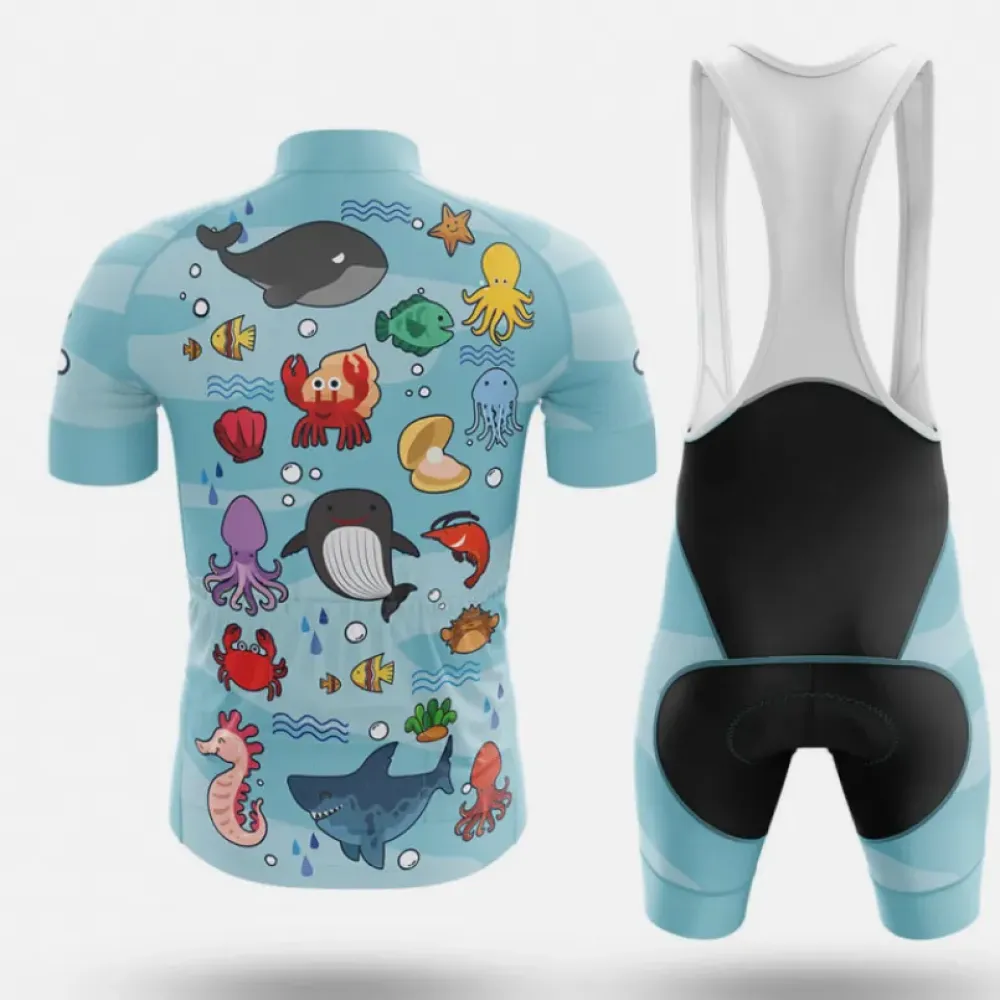 Cycling Gear Lab Under The Sea Bibs Aqua/Black/Light Blue