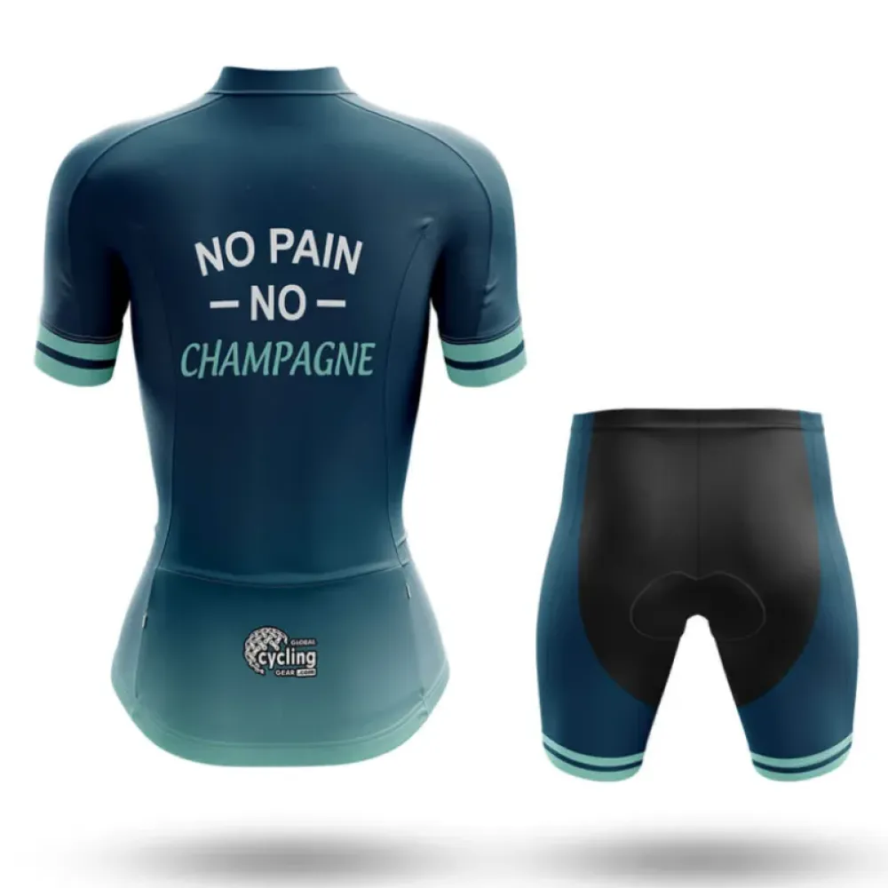 No Pain No Champagne Women's Cycling Kit Blue/Teal/Black