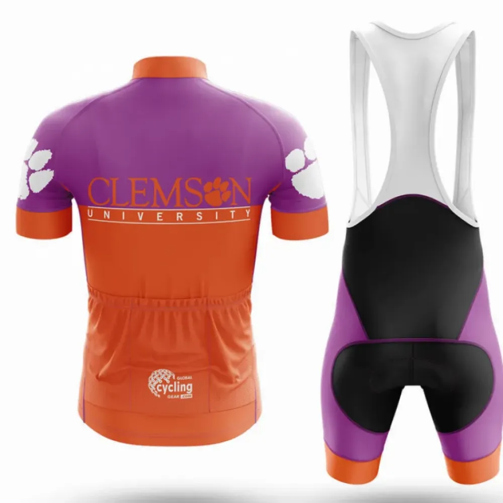 Clemson Cycling Bibs Paw Print Purple/Black/Orange