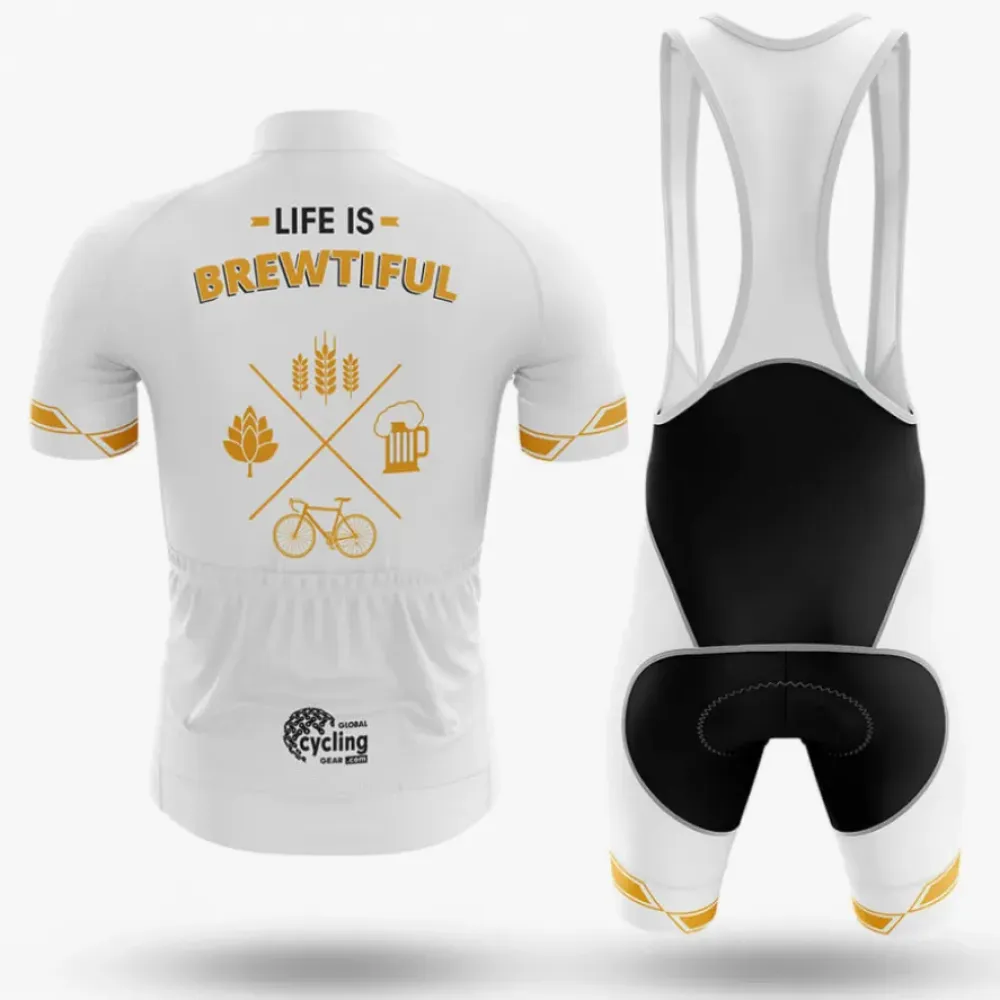 Brewtiful Cycling Jersey Life is Brewtiful White/Gold/Orange