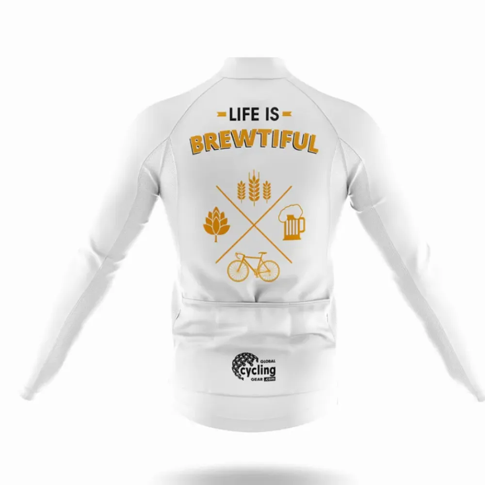Brewtiful Cycling Jersey Life is Brewtiful White/Gold/Orange