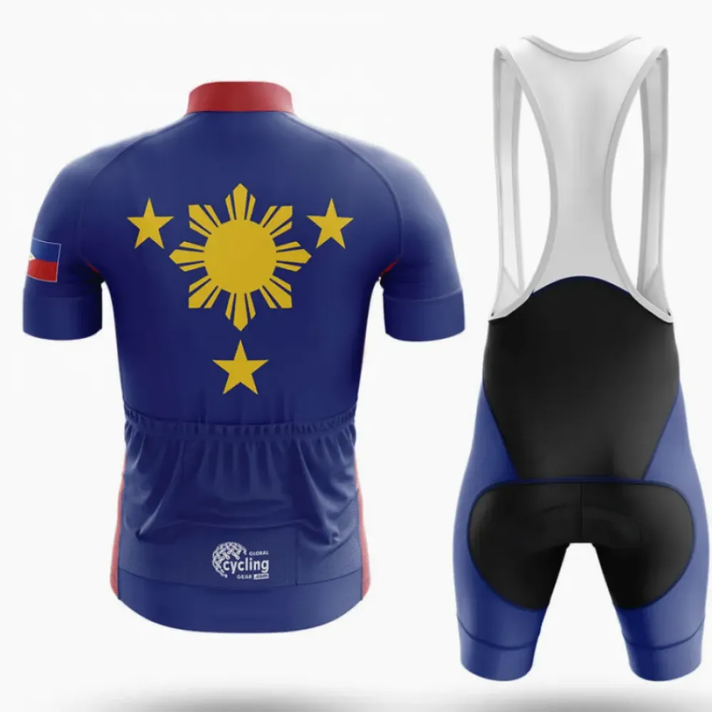 Philippines Flag Cycling Jersey Stars and Stripes Navy/Red/Gold