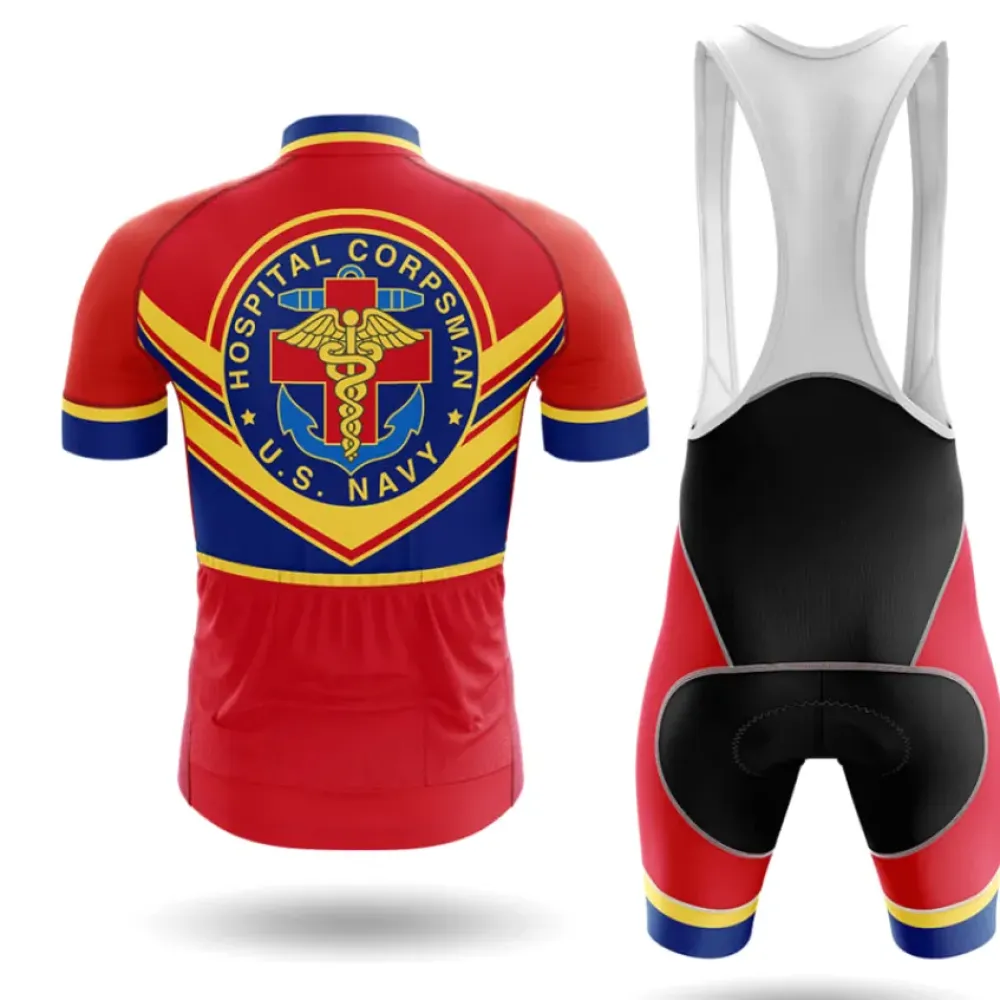 U.S. Navy Hospital Corpsman Cycling Bibs Breathable Red/Black/Yellow