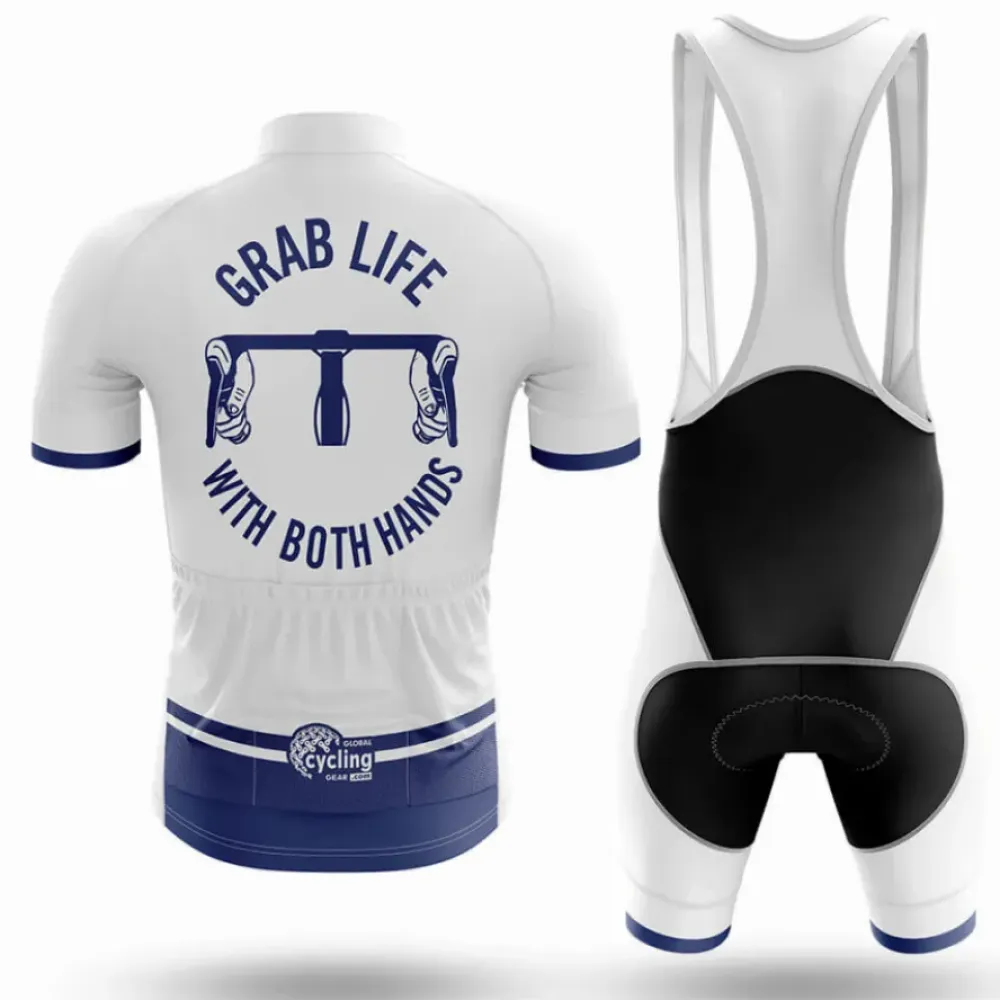 Grab Life Cycling Jersey Motivational White/Dark Blue/Red