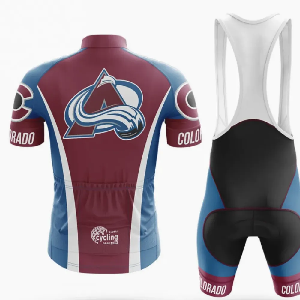 Colorado Avalanche Long Sleeve Cycling Jersey Blue/Burgundy/White