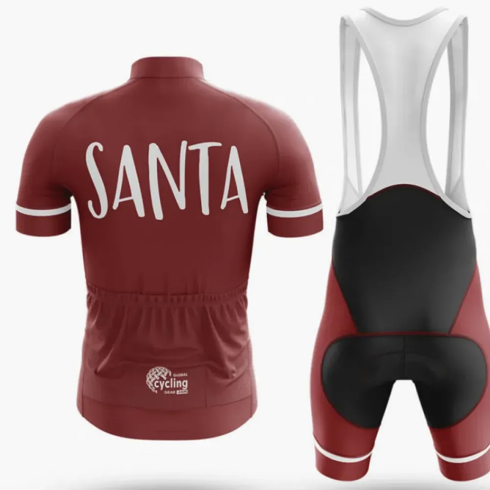 Santa Cycling Bibs Comfortable Black/Burgundy/White
