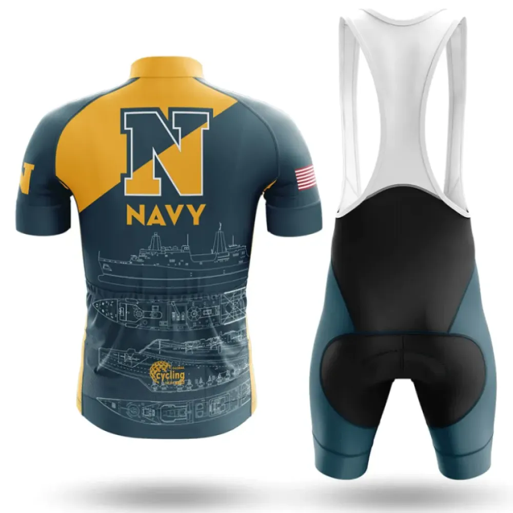 Navy Cycling Bibs Comfortable Navy/Grey/Yellow