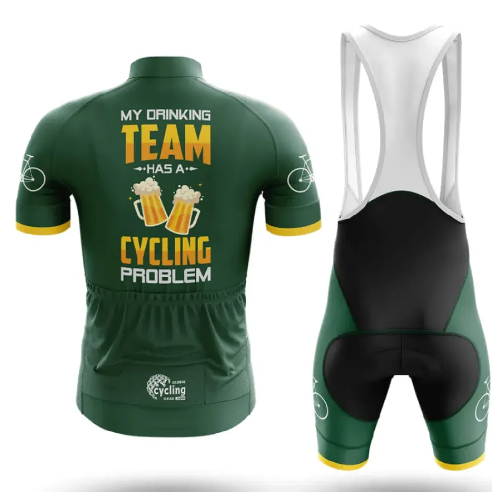 Cycling Jersey Drinking Team V4 Green/Yellow/Black