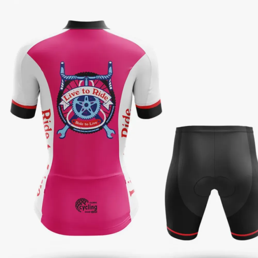 Live to Ride Women's Cycling Jersey Pink/White/Black
