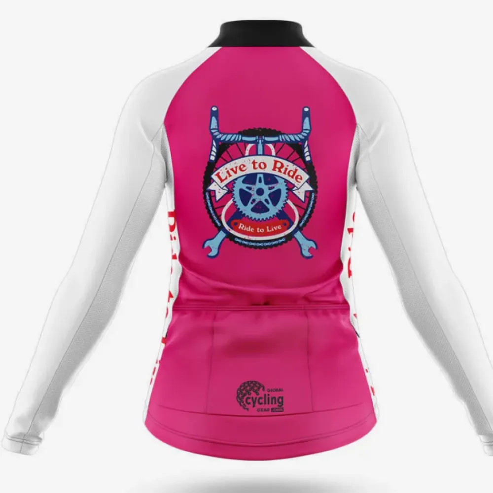 Live to Ride Women's Cycling Jersey Pink/White/Black