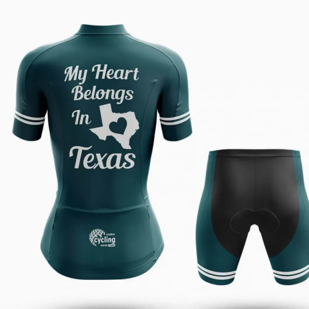 Texas Heart Women's Cycling Kit Heart Belongs Teal/Black/White