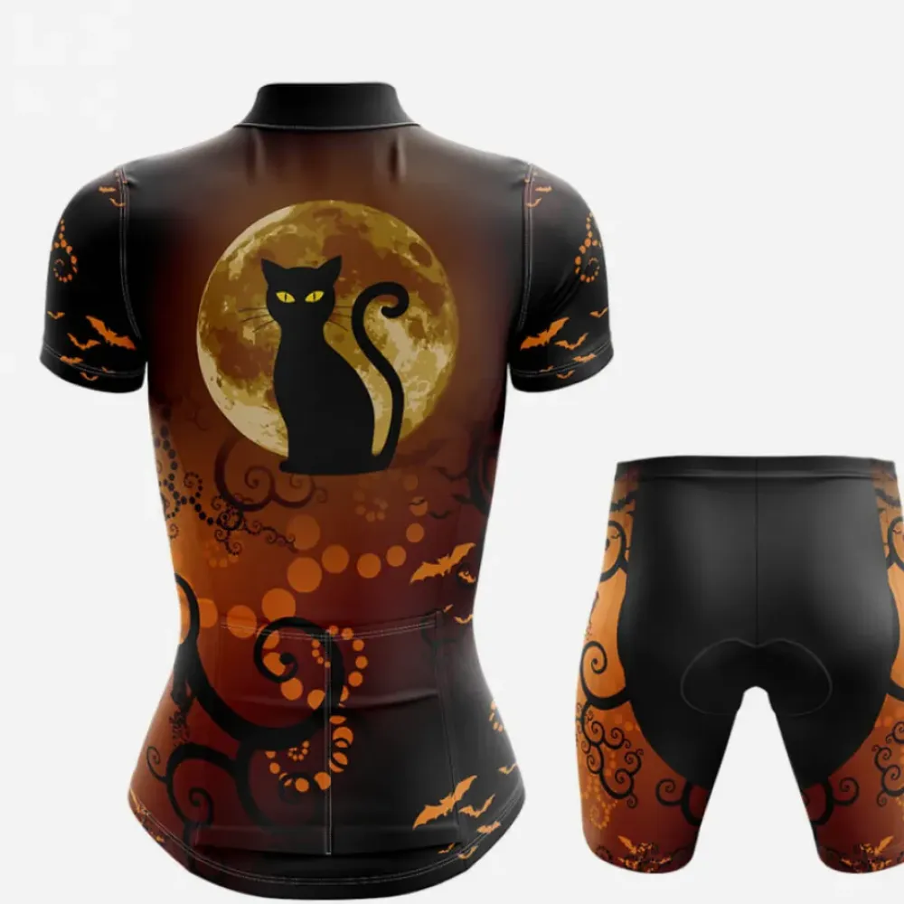 Moon Women's Cycling Jersey Halloween Brown/Gold/Black
