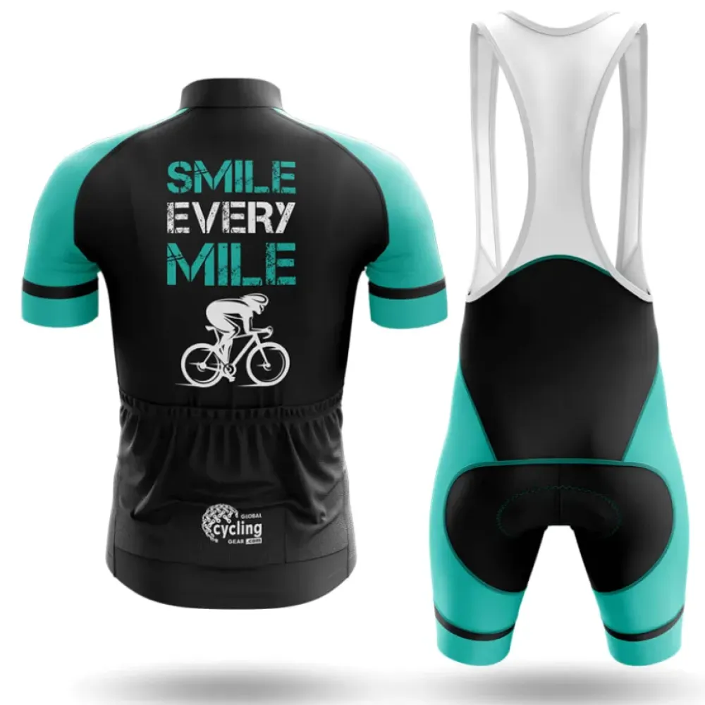 Cycling Bibs Smile Every Mile Aqua/Black/White
