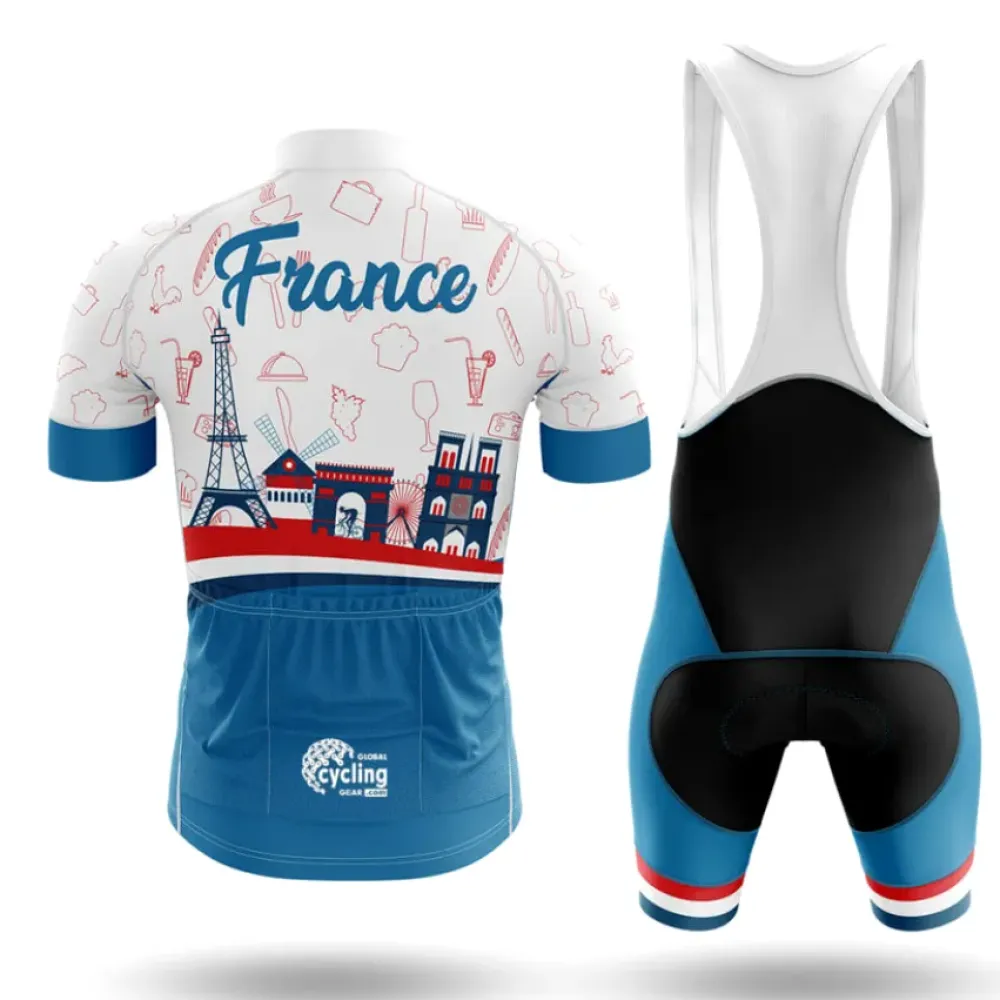 Cycling Bibs France V4 Blue/Black/White