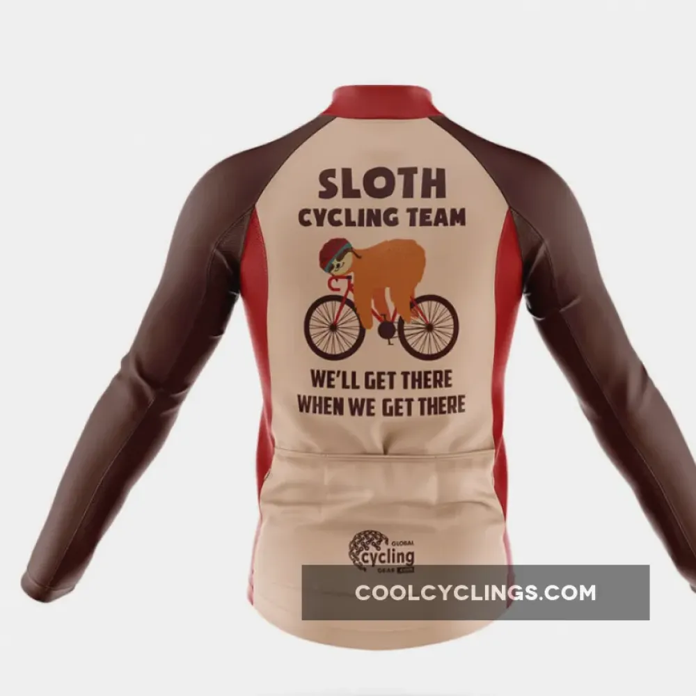 Sloth V18 Long Sleeve Cycling Jersey Brown/Tan/Red