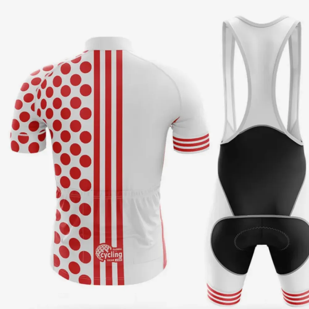 Cycling Jersey Polka Dot White/Red/Grey