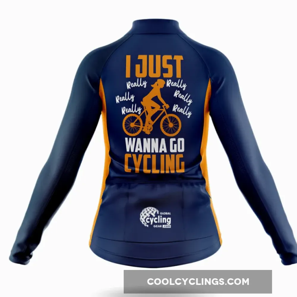 Women's Cycling Jersey Really Wanna Go Navy/Yellow/Orange