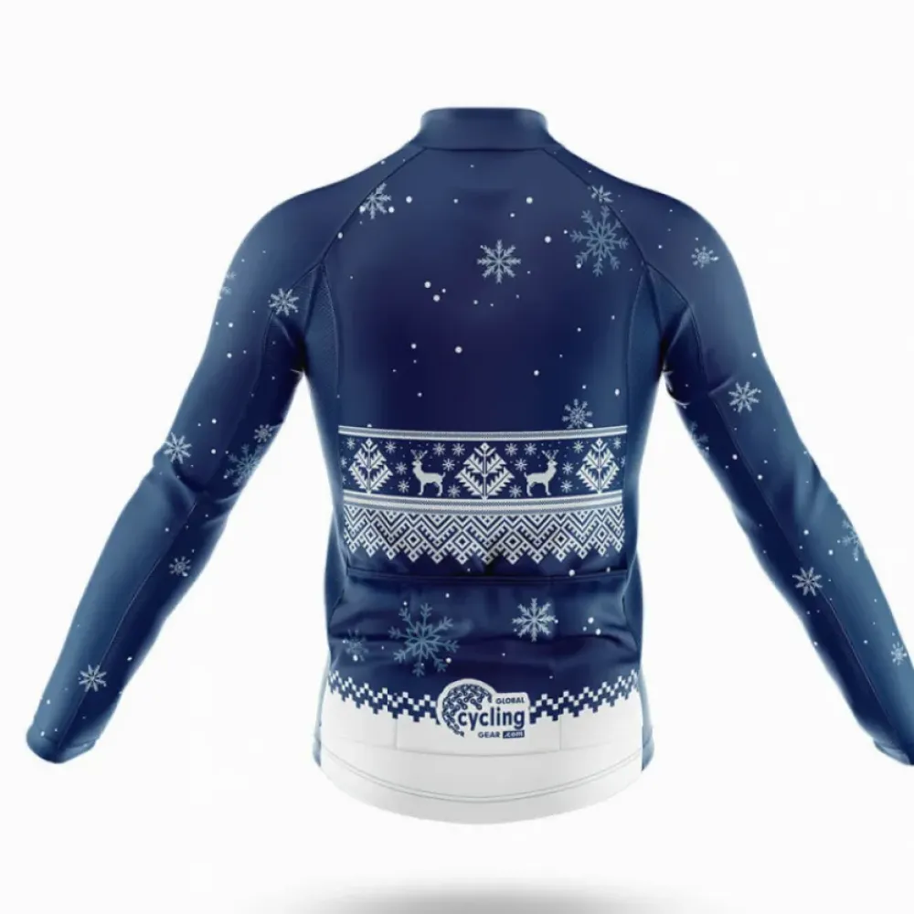 België Xmas Cycling Kit Full Set Snowflake Navy/White/Blue