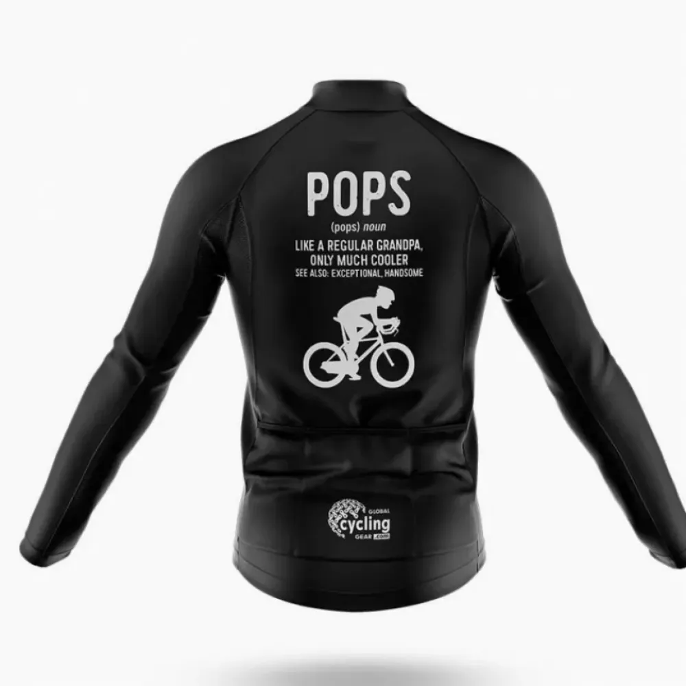 Pops Cycling Jersey Cool Grandpa Black/White/Grey